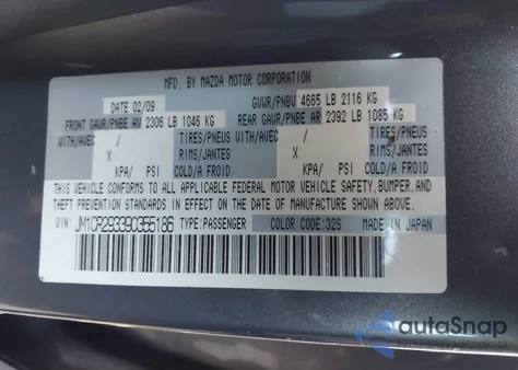 2009 Mazda Mazda5 Sport z USA, uszkodzony, nr VIN JM1CR293390355186